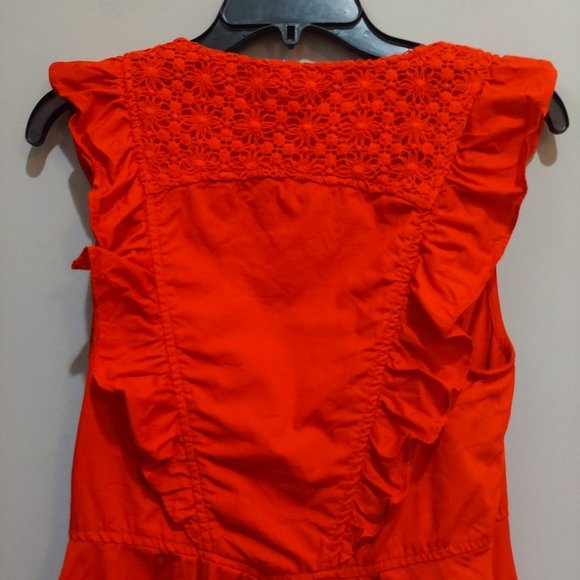 FREE PEOPLE Half Moon Red Orange Ruffle Lace Dress - Picture 8 of 9